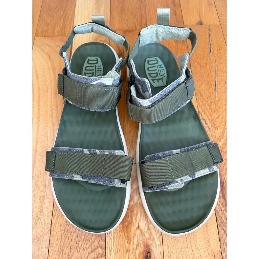 Hey Dude Carson Sandal Sport Mode Sandal Green Camo Men's Size 14
